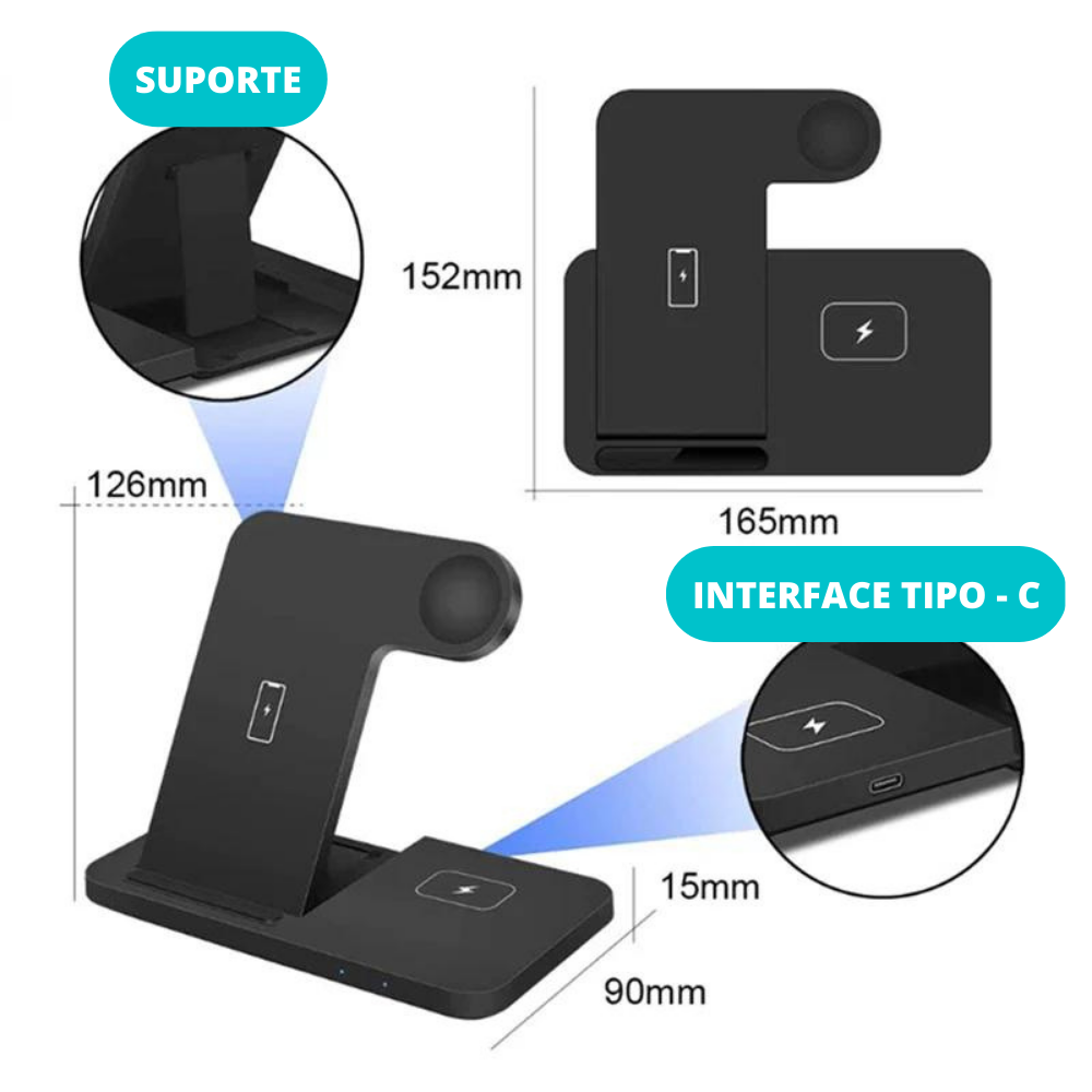 Carregador Fast Plus - Carregador Por Indução 3x1