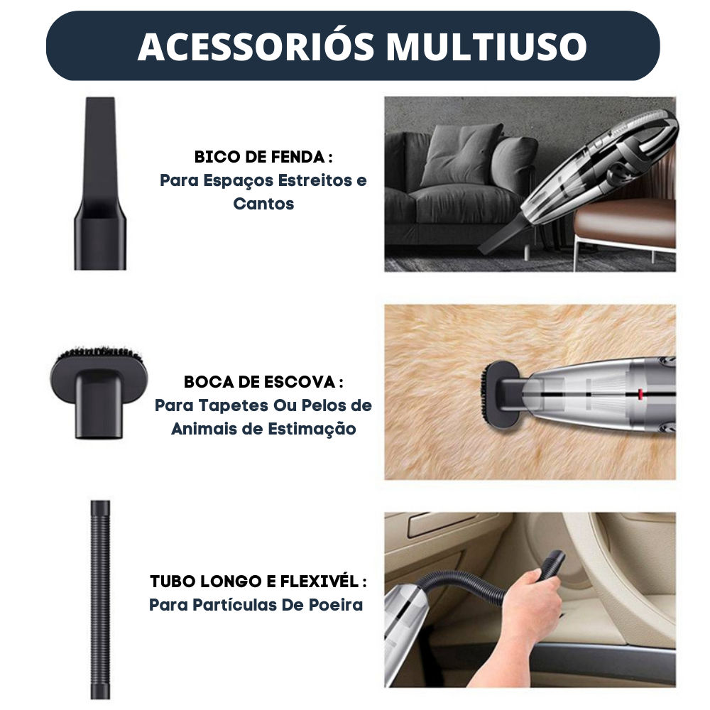 Aspirador Portátil Recarregável "Aspiri" - Grande Potência De Sucção