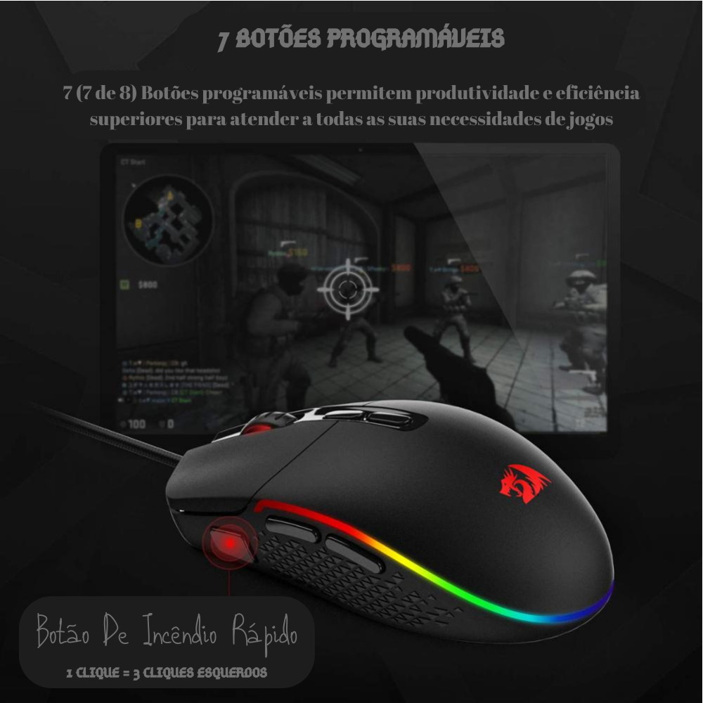 Mouse Fronte Gaming "Game Cobra" - Agilidade Tática Em Seu Jogo