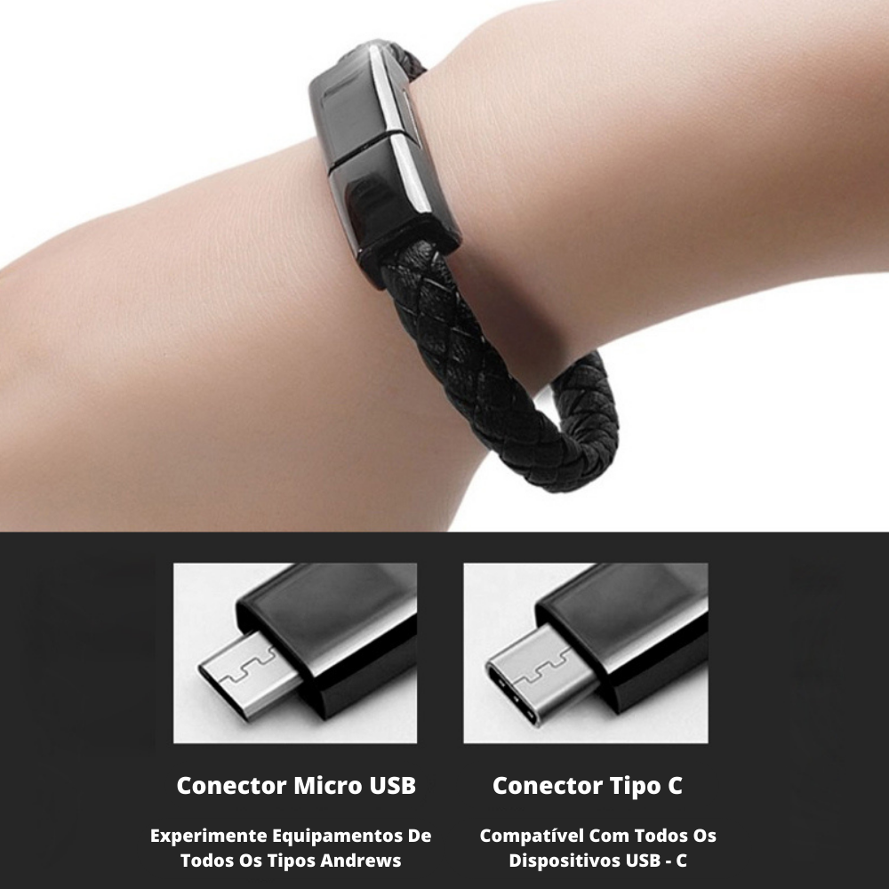 Pulseira Portátil Cabo USB "Dice Braid"- Linha De Dados Conectados