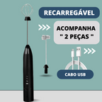 Batedor Elétrico Portátil: Cappuccino/ Leite/ Ovo - "3x Velocidade"