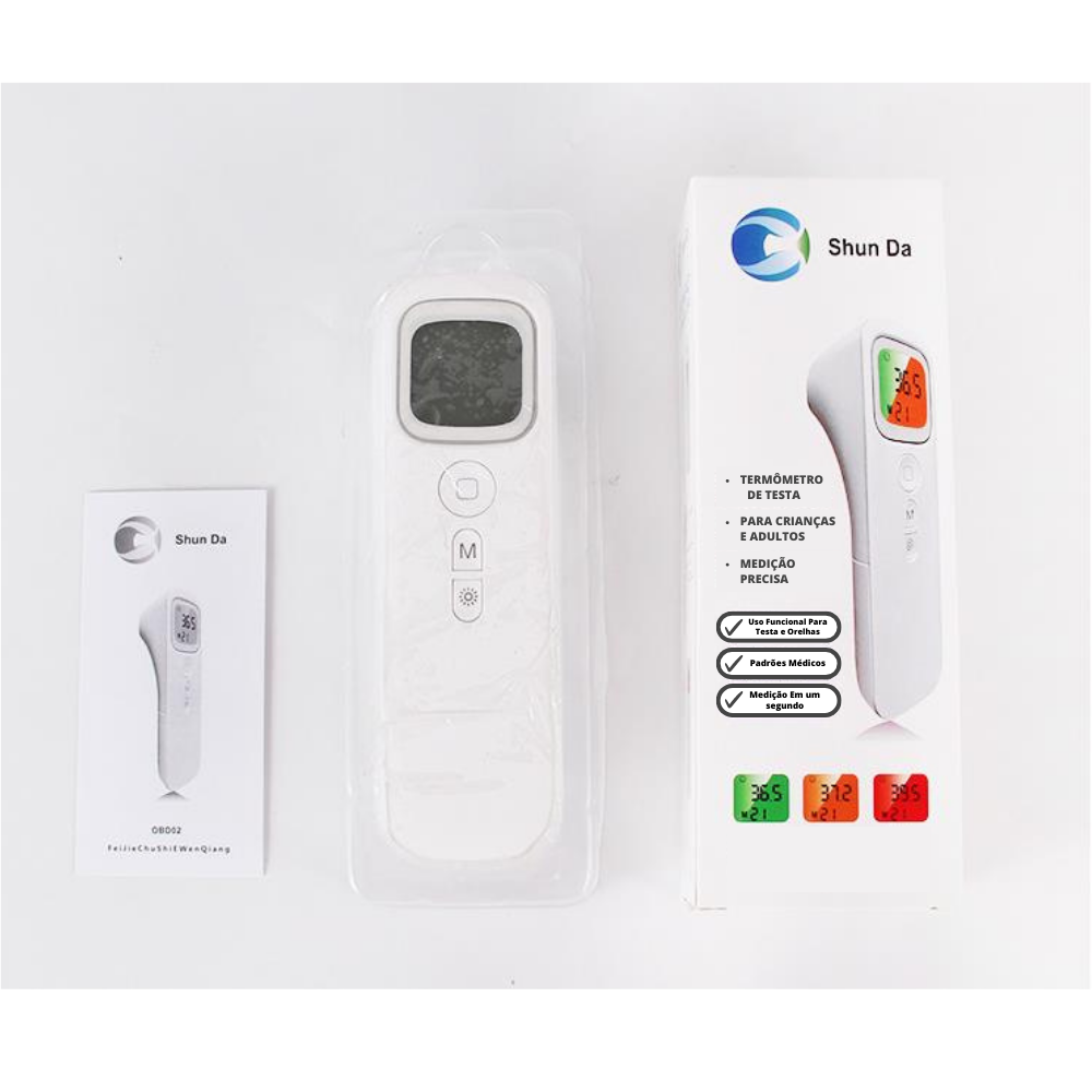 Termômetro Infravermelho "ShunDa" - Uso Funcional Para Testa e Orelhas