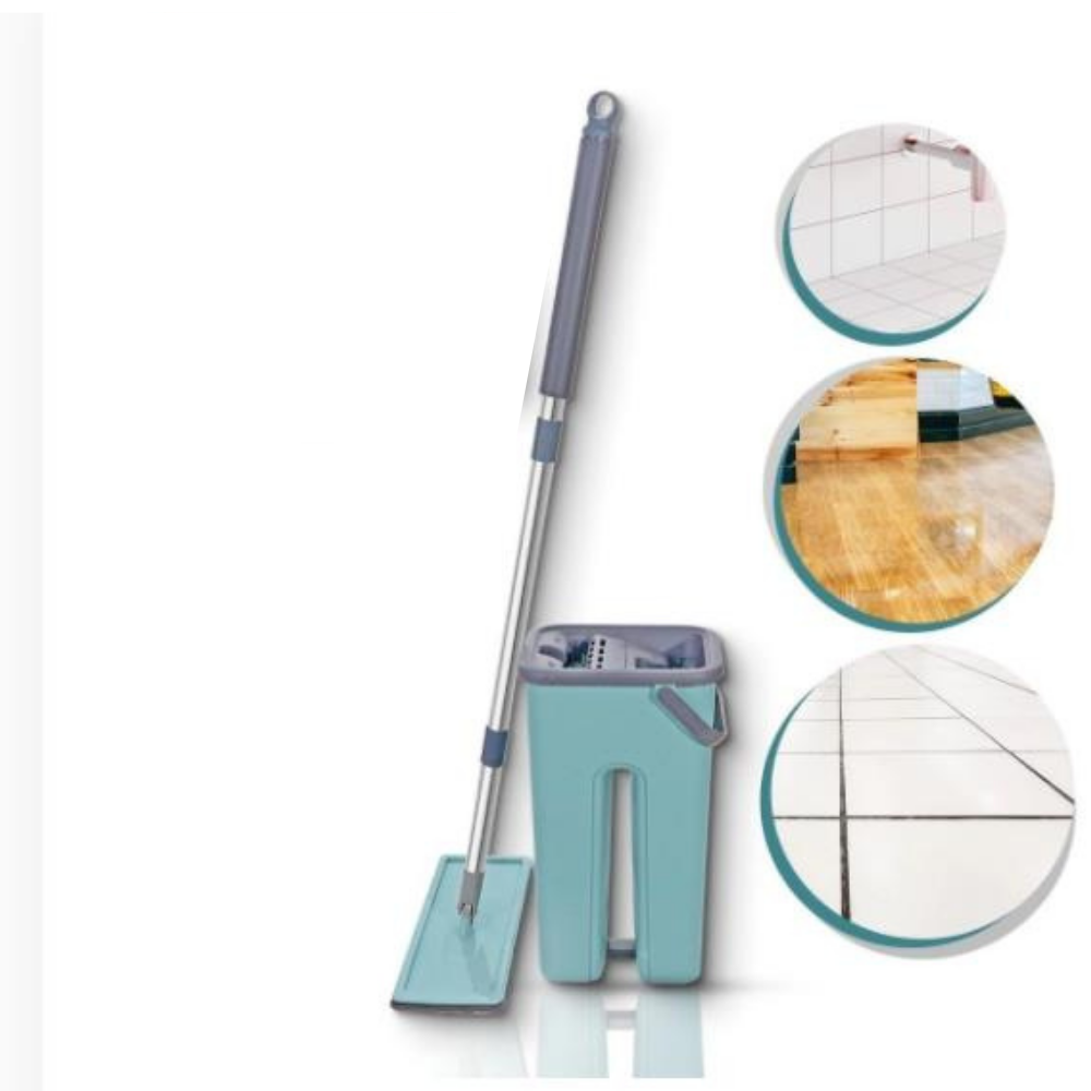 Esfregão Giratório "Flat Mop" - Vassoura Tira Sugeira ( Lavagem Seco/Úmida)