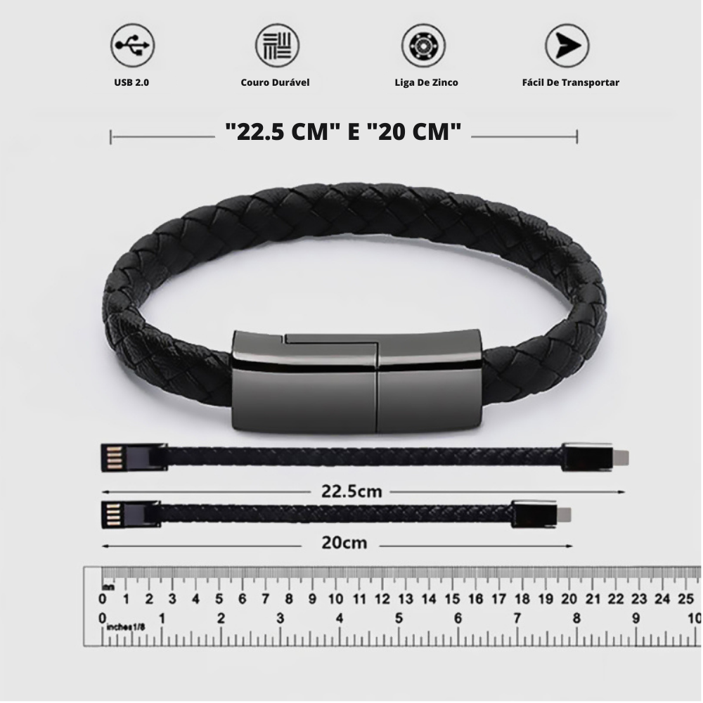 Pulseira Portátil Cabo USB "Dice Braid"- Linha De Dados Conectados