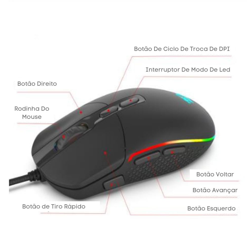 Mouse Fronte Gaming "Game Cobra" - Agilidade Tática Em Seu Jogo