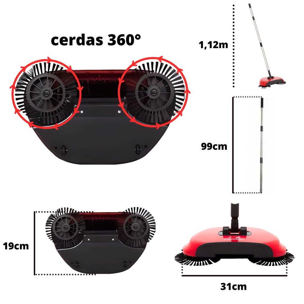 "Flap Mop" Vassoura Inteligente Giratória 360º - Armazena Lixos Em Pá Embutida