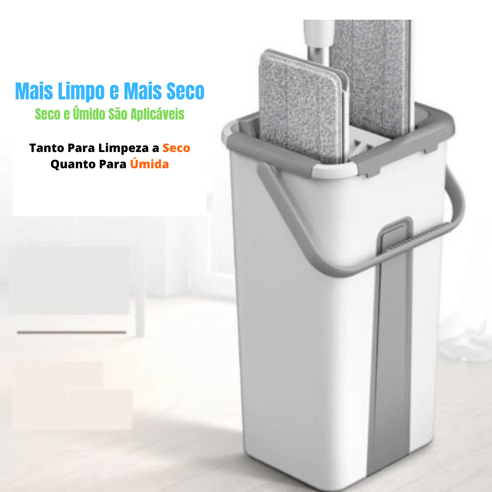 Esfregão Giratório "Flat Mop" - Vassoura Tira Sugeira ( Lavagem Seco/Úmida)
