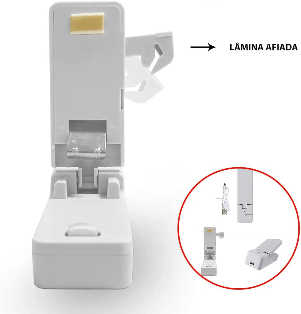 Mini Selador De Saco Plástico - Portátil/ Recarregável e Posterior Magnetico