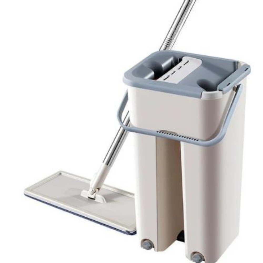 Esfregão Giratório "Flat Mop" - Vassoura Tira Sugeira ( Lavagem Seco/Úmida)