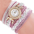 Relógio Infantil Feminino Diamantado a Quartzo - Casual Pulseira Couro " PuStrass "