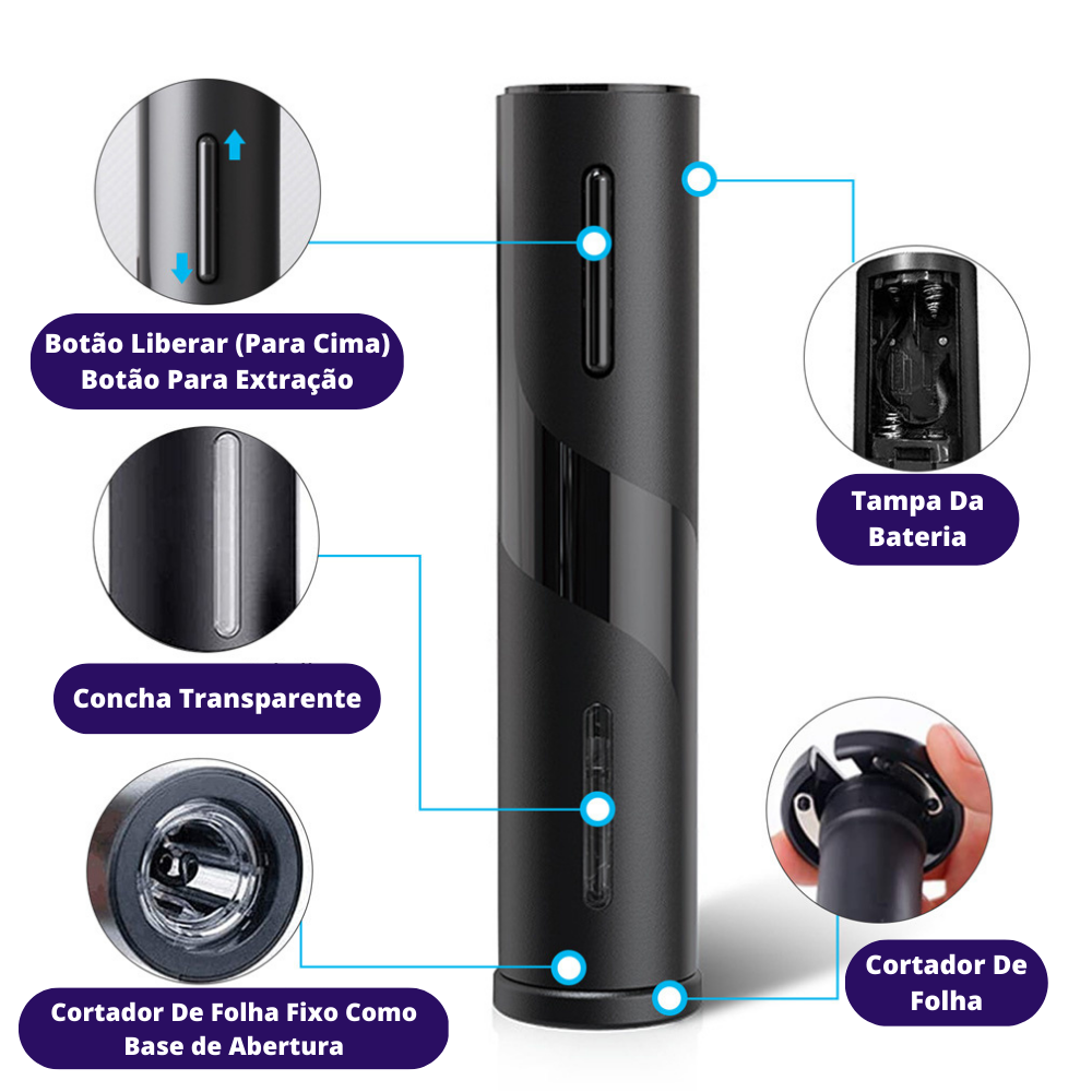 Abridor De Garrafa Elétrico: Saca-Rolhas De Vinho Tinto Automático + Conjunto