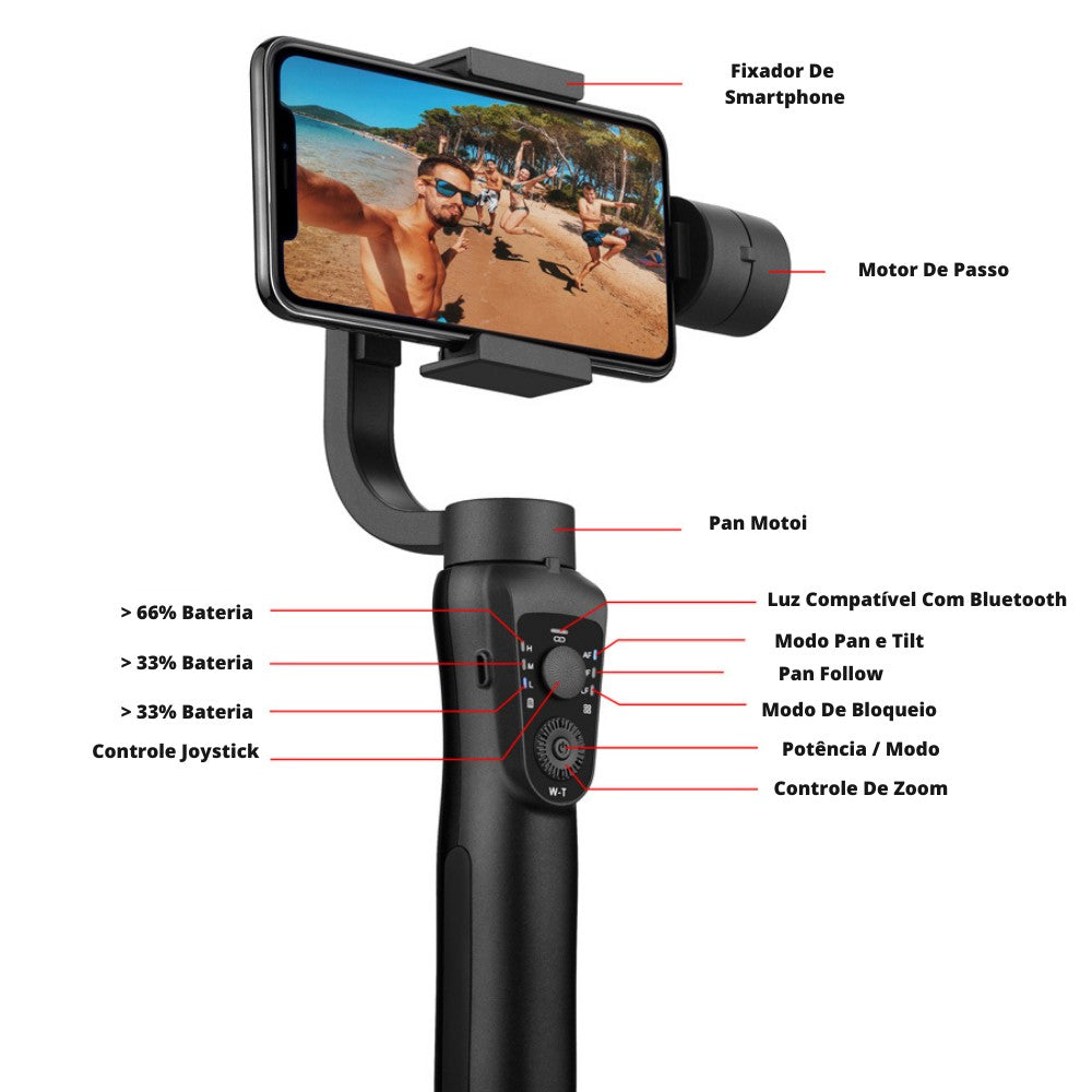 Estabilizador De Celular Anti-Vibração Cardan: " 3 Eixos De Ação "