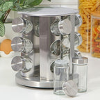 Porta Temperos e Condimentos Giratório em Inox - 12 Potes