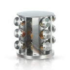 Porta Temperos e Condimentos Giratório em Inox - 12 Potes